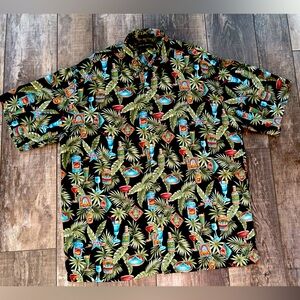 Men’s XL Croft & Barrow black and green Tropical beer & drink Shirt